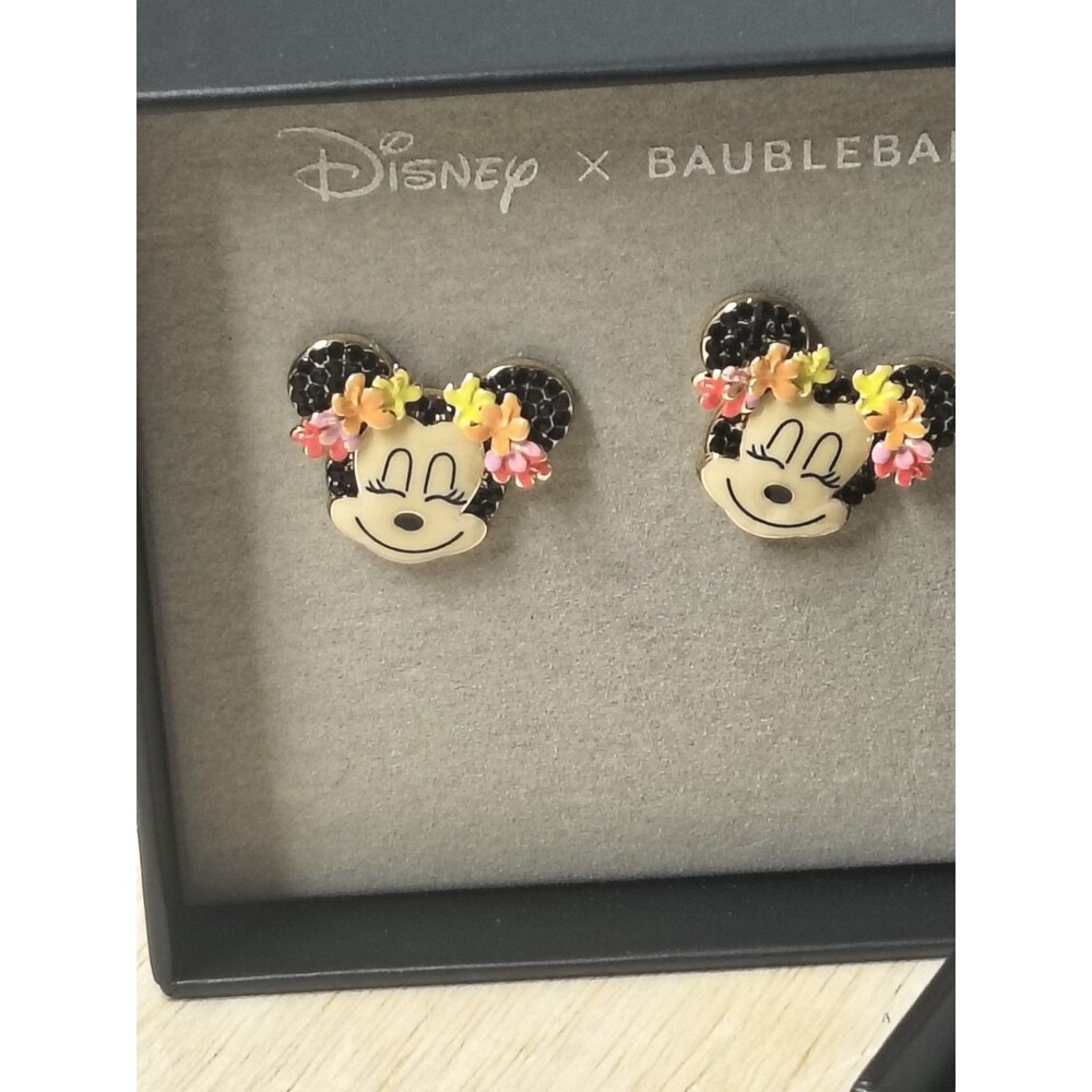 2 Disney X Baublebar Minnie Mouse Flower Bow & Pineapple Bow Stud Earrings - Picture 3 of 6